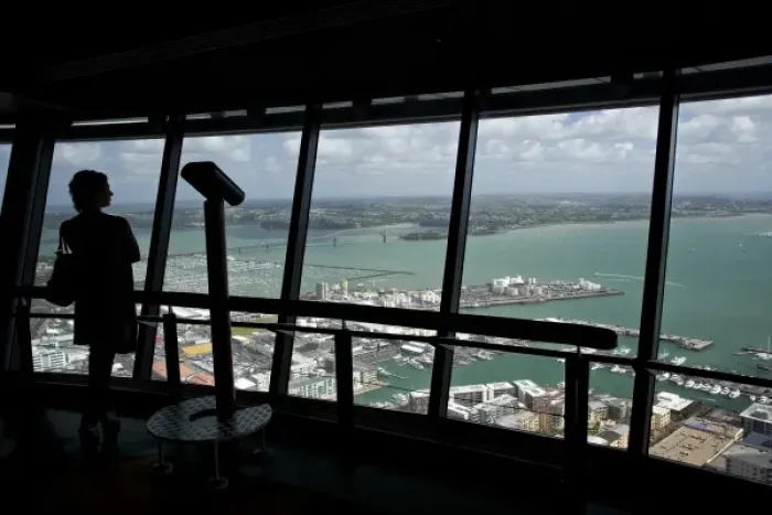 Framed Print : View of Waitemata Harbour from Skytower, Auckland, North Island, New Zealand