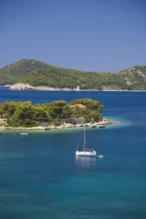 Framed Print : Views around Kolocep Island, Boat tour of Elaphite Islands from Dubrovnik, Southeastern