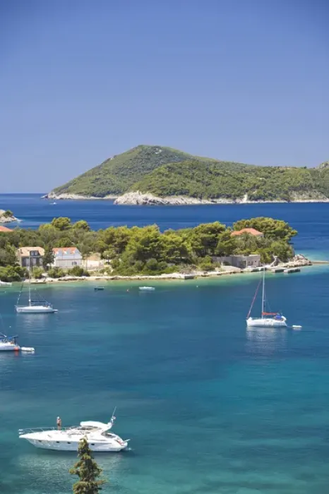 Framed Print : Views around Kolocep Island, Boat tour of Elaphite Islands from Dubrovnik, Southeastern
