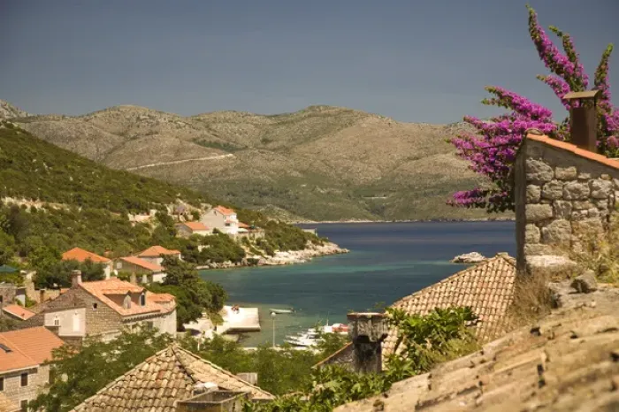 Framed Print : Views around Sudurad fishing village, Sipan Island. Boat tour of Elaphite Islands from Dubrovnik
