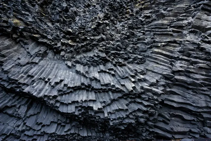 Framed Print : Vik, Iceland. Close view of basalt rock