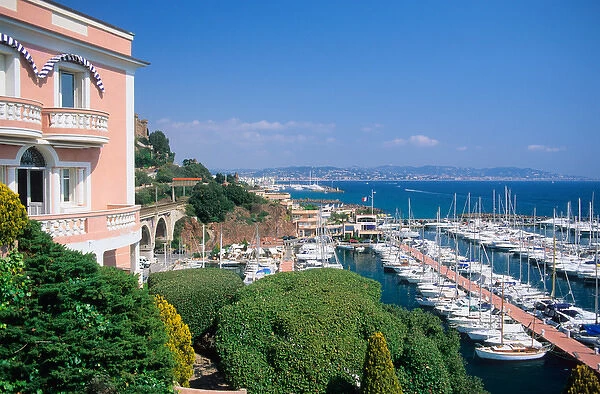 Villa overlooking a marina on the French Riviera west of Nice, France