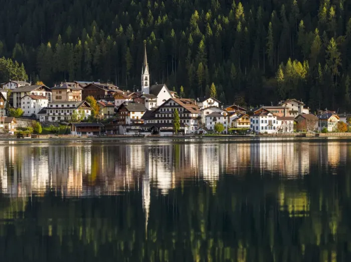 Framed Print : Village Alleghe at Lago di Alleghe at the foot of mount Civetta, one of the icons Framed Print : Village Alleghe at Lago di Alleghe at the foot of mount Civetta, one of the icons