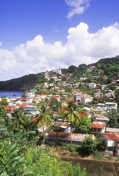 Village of Canaries in Anse la Raye, St. Lucia, Caribbean