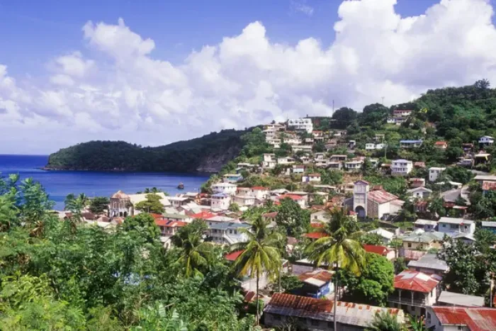 Framed Print : Village of Canaries, Anse la Raye, St. Lucia, Caribbean Framed Print : Village of Canaries, Anse la Raye, St. Lucia, Caribbean