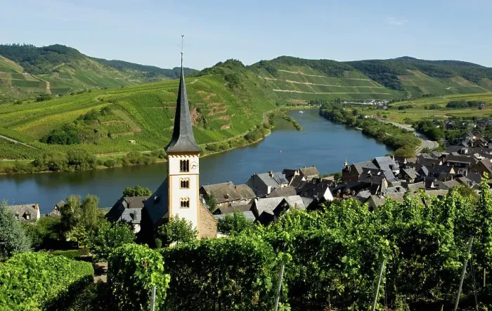 Framed Print : Village church of Bremm, vineyards, Mosel Valley, Rhineland Palatinate, Germany Framed Print : Village church of Bremm, vineyards, Mosel Valley, Rhineland Palatinate, Germany