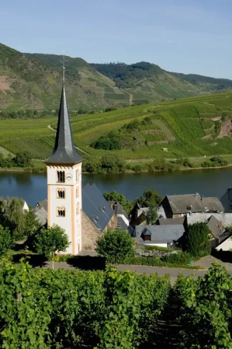 Framed Print : Village church of Bremm, vineyards, Mosel Valley, Rhineland Palatinate, Germany Framed Print : Village church of Bremm, vineyards, Mosel Valley, Rhineland Palatinate, Germany