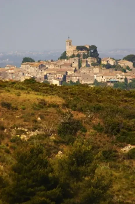 Framed Print : The village with the church in the middle. St Pargoire. Languedoc. Garrigue undergrowth Framed Print : The village with the church in the middle. St Pargoire. Languedoc. Garrigue undergrowth