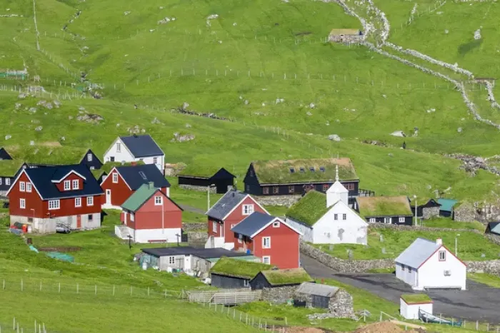 Framed Print : The village on the island Mykines, part of the Faroe Islands in the North Atlantic Framed Print : The village on the island Mykines, part of the Faroe Islands in the North Atlantic