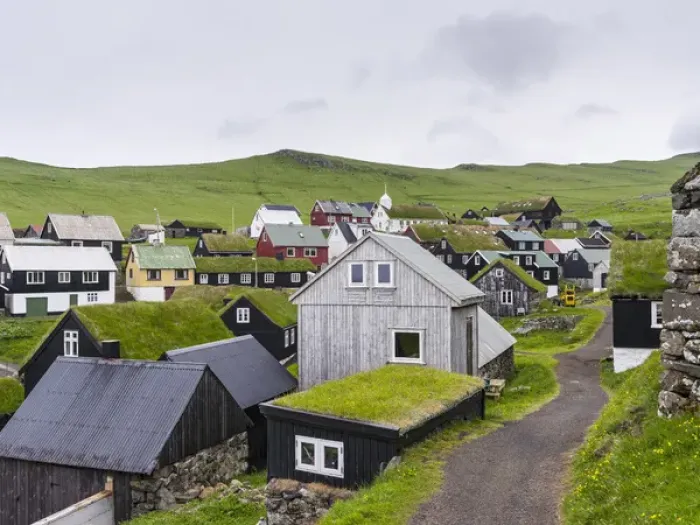 Framed Print : The village on the island Mykines, part of the Faroe Islands in the North Atlantic Framed Print : The village on the island Mykines, part of the Faroe Islands in the North Atlantic