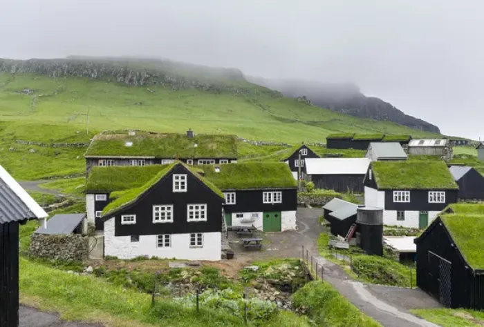 Framed Print : The village on the island Mykines, part of the Faroe Islands in the North Atlantic Framed Print : The village on the island Mykines, part of the Faroe Islands in the North Atlantic
