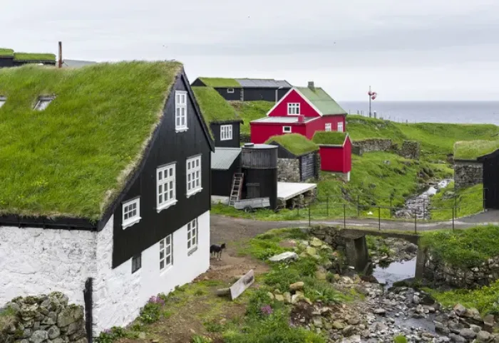Framed Print : The village on the island Mykines, part of the Faroe Islands in the North Atlantic Framed Print : The village on the island Mykines, part of the Faroe Islands in the North Atlantic