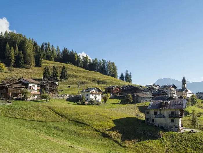 Framed Print : Village Sappade, traditional alpine architecture in valley Val Biois, Italy Framed Print : Village Sappade, traditional alpine architecture in valley Val Biois, Italy