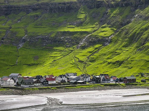 Village Tjornuvik. The island Streymoy, one of the two large islands of the Faroe
