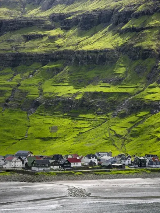 Framed Print : Village Tjornuvik. The island Streymoy, one of the two large islands of the Faroe Framed Print : Village Tjornuvik. The island Streymoy, one of the two large islands of the Faroe