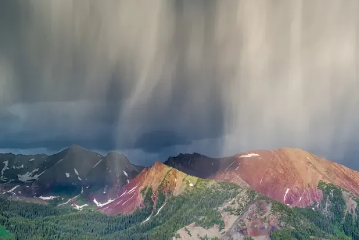 Framed Print : Virga and storm moving over mountains near Crested Butte, Colorado