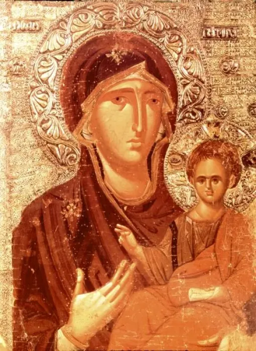 Framed Print : The Virgin Hodegetria. 13th cent. Byzantine Icon. Yugoslavia. NOTE: This image avail