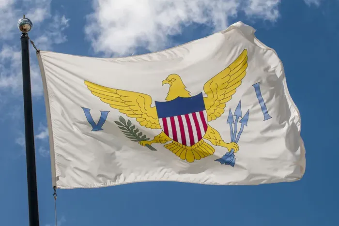 Framed Print : US Virgin Islands flag, Frederiksted, St. Croix, US Virgin Islands Framed Print : US Virgin Islands flag, Frederiksted, St. Croix, US Virgin Islands