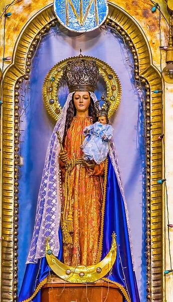 Virgin Mary Jesus statue Basilica Church of San Cristobal, Puebla, Mexico