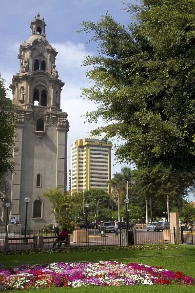 Virgin Milagrosa church in Kennedy Park located in the Miraflores district of Lima, Peru