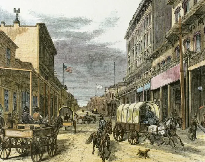 Framed Print : Virginia City in 1870. Main street. United States. Engraving Framed Print : Virginia City in 1870. Main street. United States. Engraving