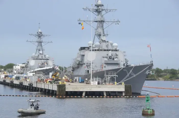 Framed Print : Virginia, Norfolk. Norfolk Navel Station. US Naval destroyer, DDG 74, McFaul