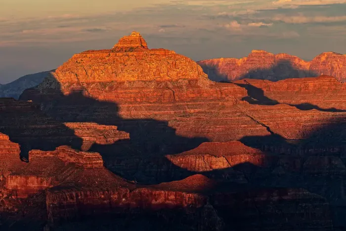 Framed Print : Vishnu Temple at sunset from south rim, Grand Canyon National Park, Arizona