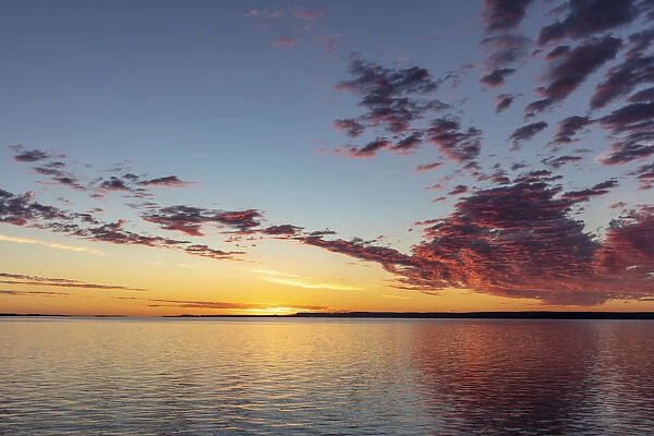 Vivid sunrise clouds over Fort Peck Reservoir in the Charles M Russell National Wildlife