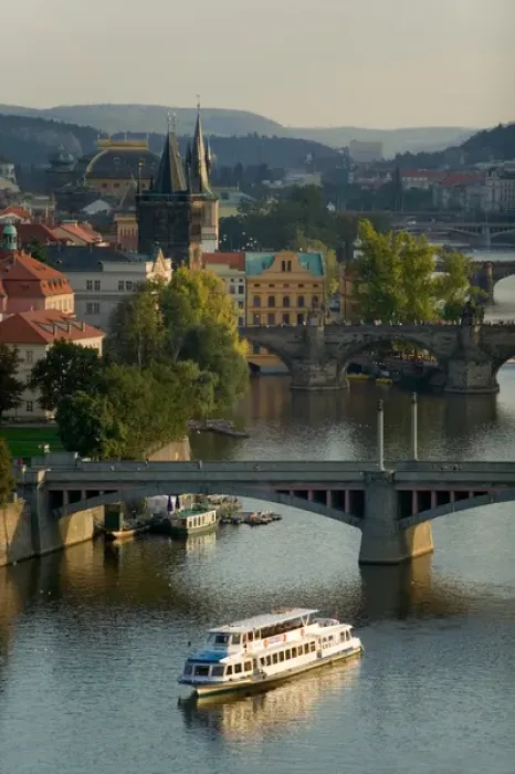 Framed Print : Vltava River flowing through Prague, Czech Republic