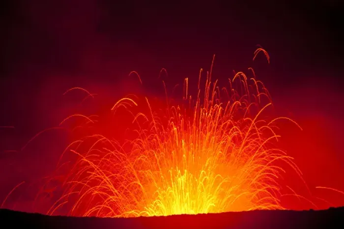 Framed Print : Volcano eruptions at the Volcano Yasur, Island of Tanna, Vanuatu, South Pacific