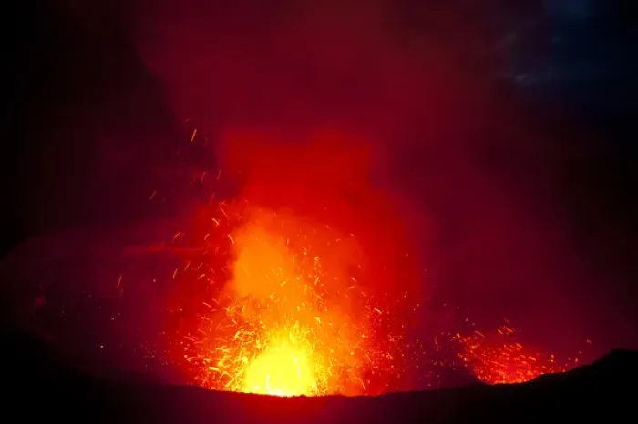 Framed Print : Volcano eruptions at the Volcano Yasur, Island of Tanna, Vanuatu, South Pacific