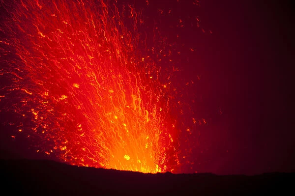 Volcano eruptions at the Volcano Yasur, Island of Tanna, Vanuatu, South Pacific
