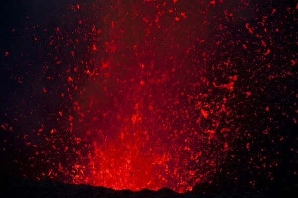 Volcano eruptions at the Volcano Yasur, Island of Tanna, Vanuatu, South Pacific