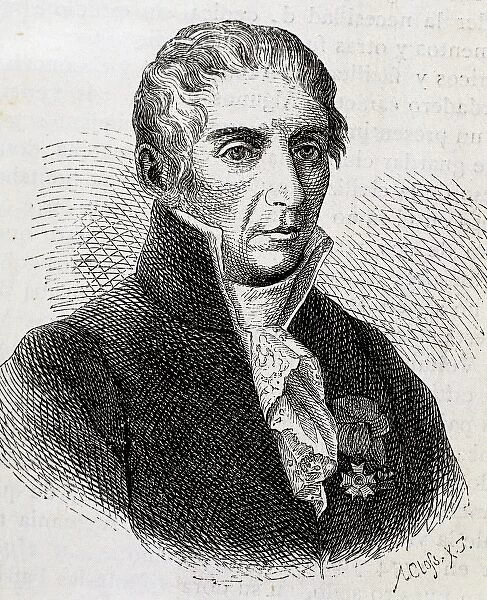 VOLTA, Alessandro, Count (As 1745-Como, 1827) Italian physicist. Nineteenth-century engraving