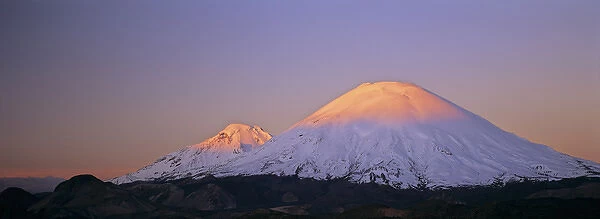 Vulcano Parinacota (6342m) and Pomerape (6286m) Chile are part of the Lauca National