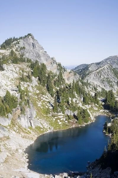 WA, Alpine Lakes Wilderness, Granite Mountain Potholes, with Trico Mountain