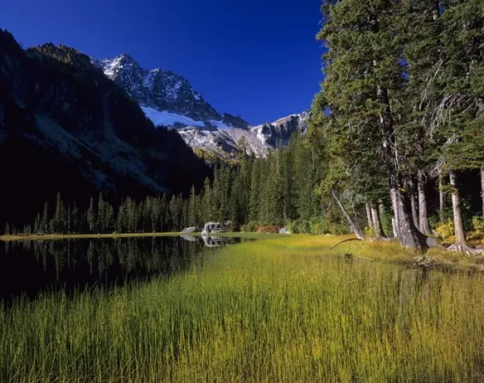 Framed Print : WA, Alpine Lakes Wilderness, Lake Stuart with Mt. Stuart in background Framed Print : WA, Alpine Lakes Wilderness, Lake Stuart with Mt. Stuart in background