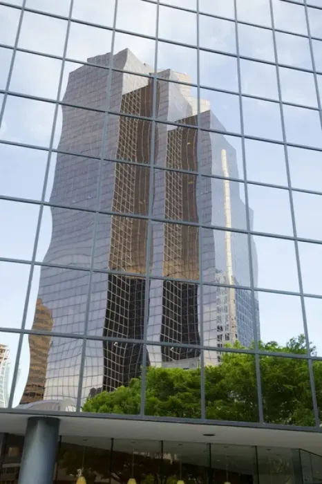 Framed Print : WA, Bellevue, Downtown Bellevue, City Center Bellevue building reflected onto