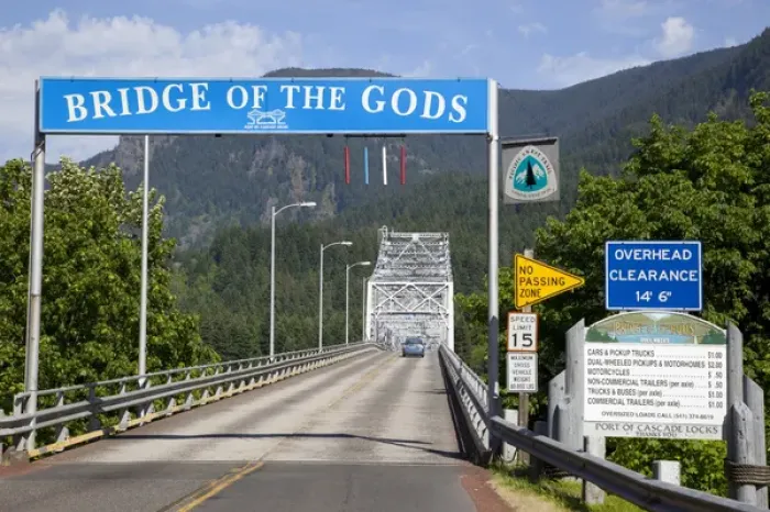 Framed Print : WA, Columbia River Gorge, Bridge of the Gods, crosses the Columbia River Framed Print : WA, Columbia River Gorge, Bridge of the Gods, crosses the Columbia River
