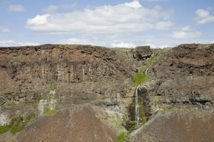 Framed Print : WA, George, Frenchman Coulee, Spring runoff waterfall