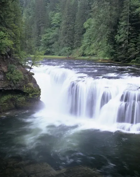 Framed Print : WA, Gifford Pinchot NF, Lower Lewis Falls and Lewis River