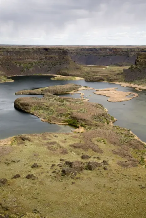 Framed Print : WA, Grant County; near Coulee City, Dry Falls and Dry Falls Lake, an example of Channeled Framed Print : WA, Grant County; near Coulee City, Dry Falls and Dry Falls Lake, an example of Channeled