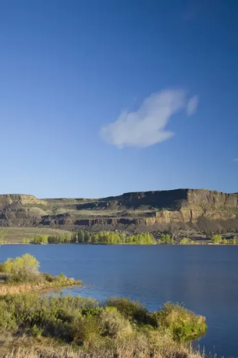 Framed Print : WA, Grant County, Upper Grand Coulee, Steamboat Rock, a massive basalt butte Framed Print : WA, Grant County, Upper Grand Coulee, Steamboat Rock, a massive basalt butte