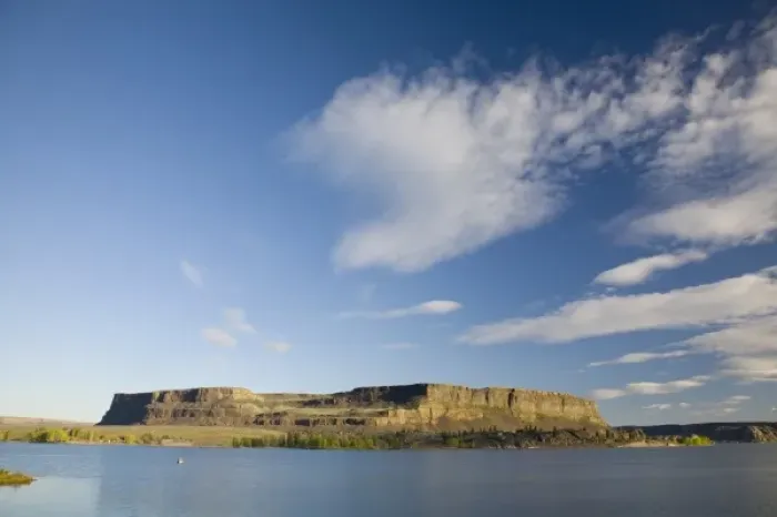 Framed Print : WA, Grant County, Upper Grand Coulee, Steamboat Rock, a massive basalt butte Framed Print : WA, Grant County, Upper Grand Coulee, Steamboat Rock, a massive basalt butte
