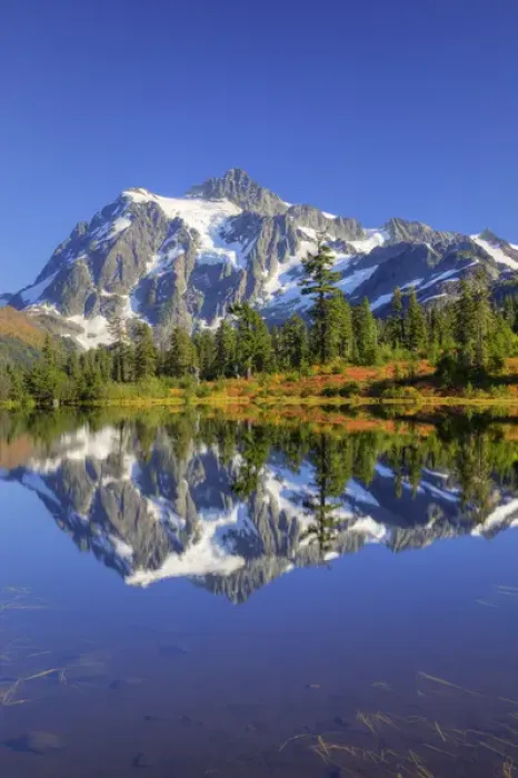 Framed Print : WA, Heather Meadows Recreation Area, Mount Shuksan, reflected in Picture Lake Framed Print : WA, Heather Meadows Recreation Area, Mount Shuksan, reflected in Picture Lake