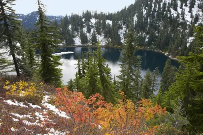 Framed Print : WA, Henry M. Jackson Wilderness, Lake Valhalla, after an autumn snow Framed Print : WA, Henry M. Jackson Wilderness, Lake Valhalla, after an autumn snow
