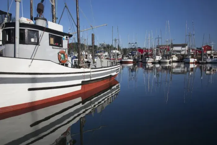 Framed Print : WA, Ilwaco, fishing boats and cannery at Port of Ilwaco Framed Print : WA, Ilwaco, fishing boats and cannery at Port of Ilwaco