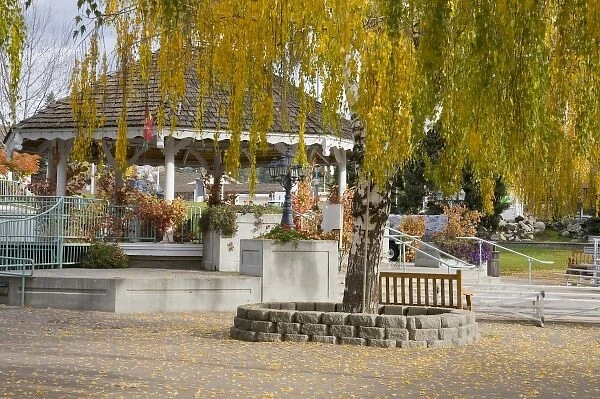WA, Leavenworth, Bavarian style village, Gazebo in the park