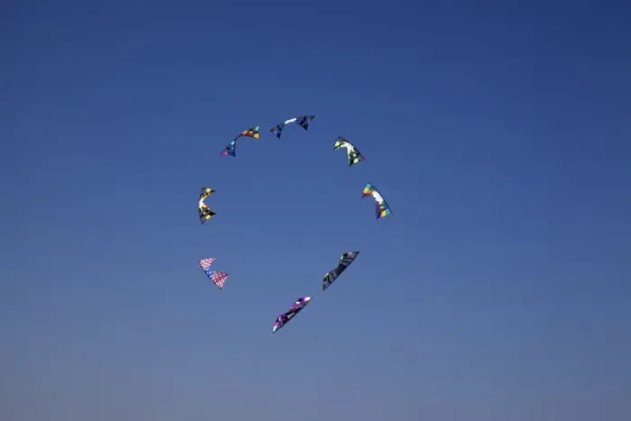 Framed Print : WA, Long Beach, International Kite Festival, Quad line stunt kites Framed Print : WA, Long Beach, International Kite Festival, Quad line stunt kites