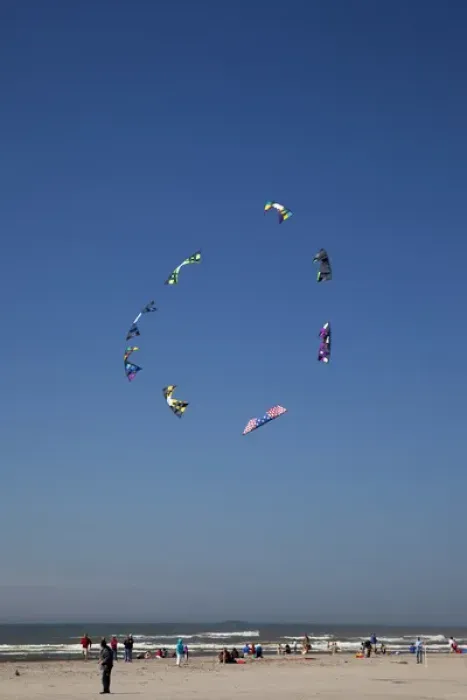 Framed Print : WA, Long Beach, International Kite Festival, Quad line stunt kites Framed Print : WA, Long Beach, International Kite Festival, Quad line stunt kites